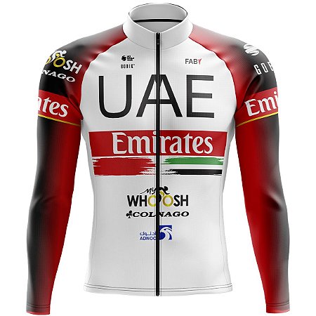 Camisa Ciclismo MTB Masculina Manga Longa UAE Emirates Zíper Total
