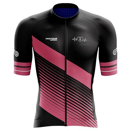 Camisa Ciclismo Pro Tour Premium Racing Rosa Proteção UV+50 Barra Siliconada