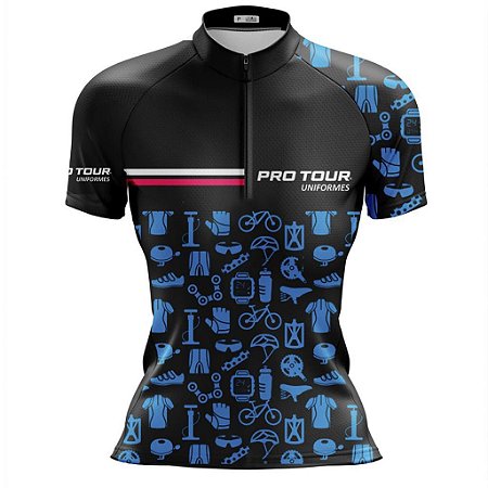 Camisa Ciclismo Mountain Bike Feminina Pro Tour Peças Com Bolsos UV 50+