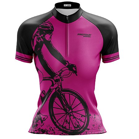 Camisa Ciclismo Mountain Bike Feminina Pro Tour Bike Roda Rosa