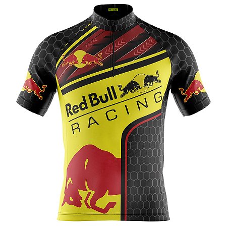 Camisa Ciclismo Masculina Manga Curta Red Bull Colmeia Proteção UV+50