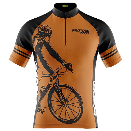 Camisa Ciclismo Manga Curta Masculina Bike Laranja Proteção UV+50