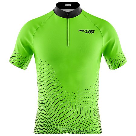Camisa Ciclismo Manga Curta MTB Masculina Pro Tour Full Verde Proteção UV+50