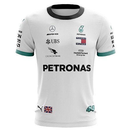 Camisa Casual Masculina Manga Curta Petronas 2023 Branca Uv+50