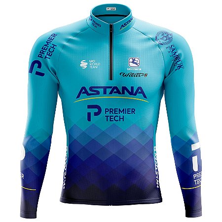 Camisa Ciclismo Masculina Manga Longa Pro Tour Astana