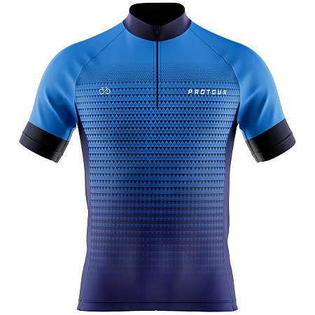 Camisa Ciclismo Masculina Pro Tour Azul Degrade Com Bolsos UV 50+