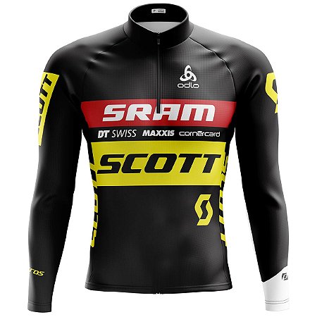 Camisa Ciclismo Mountain Bike Scott Sram Manga Longa Dry Fit Proteção UV+50