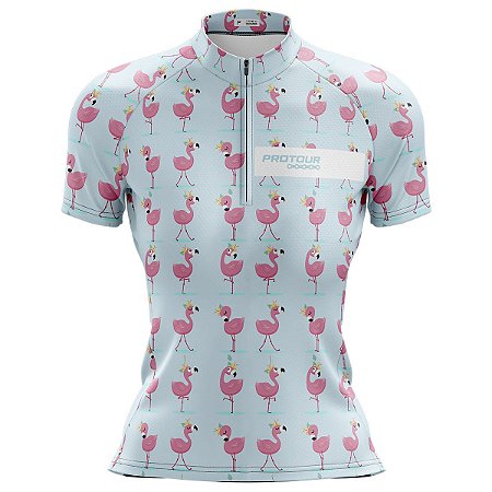 Camisa Ciclismo Mountain Bike Feminina PRO TOUR Flamingos