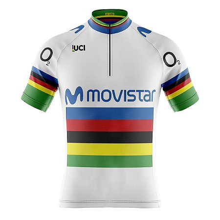 Camisa Ciclismo Mountain Bike Movistar UCI Dry Fit Proteção UV+50