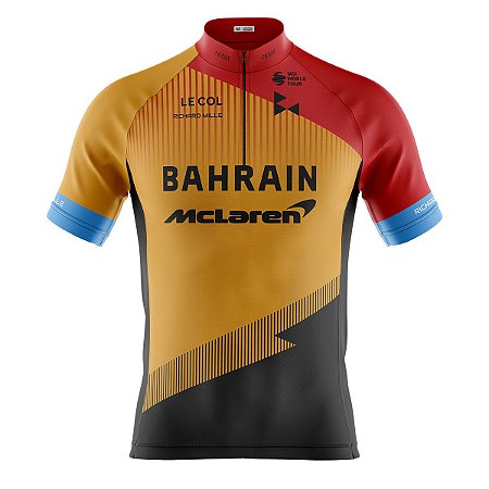 Camisa Ciclismo Mountain Bike Bahrain Mclaren Dry Fit Proteção UV+50