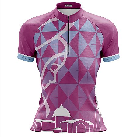 Camisa Ciclismo Mountain Bike Feminina Nossa Senhora Rosa Dry Fit Proteção UV+50