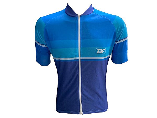 Camisa Ciclismo Zíper Total Azul Colors Manga Aero