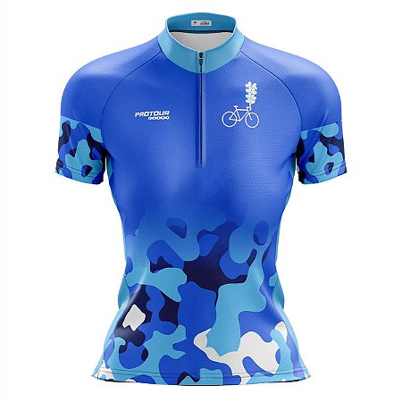 Camisa Ciclismo Mountain Bike Feminina Pro Tour Camuflada Proteção UV+50