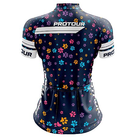Camisa Ciclismo Mountain Bike Feminina Patinhas Coloridas proteção UV+50