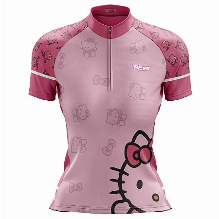 Camisa Ciclismo Mountain Bike Feminina Hello Kitty Dry Kit Proteção UV+50