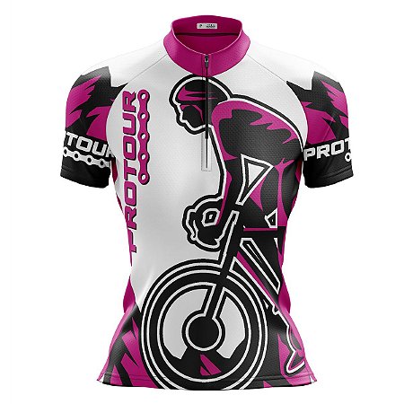 Camisa Ciclismo Mountain Bike Pro Tour Kom Rosa Dry Fit Proteção UV+50