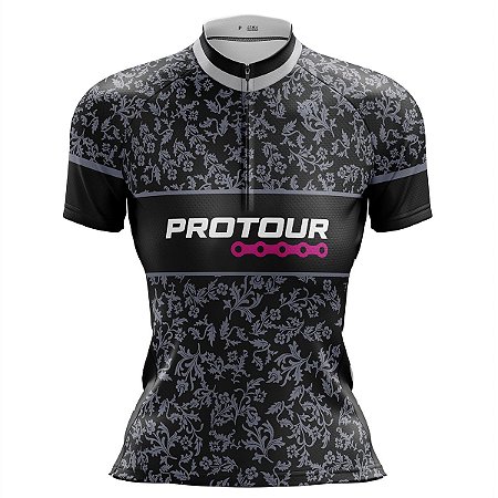 Camisa Ciclismo Mountain Bike Feminina Pro Tour Folhas Dry Fit Proteção UV+50