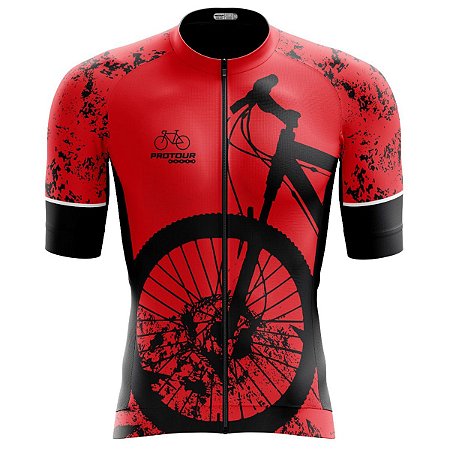 Camisa Ciclismo Pro Tour Premium Bike Vermelha Zíper Abertura Total