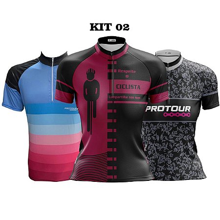 Kit 3 camisas ciclismo Feminino manga curta