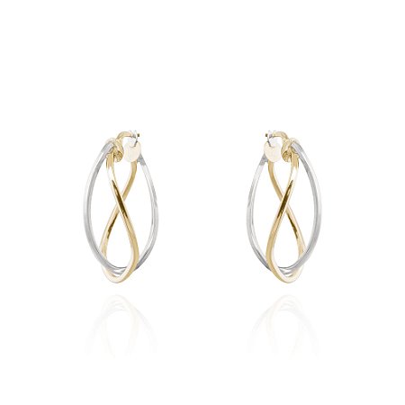 Argola 2 voltas em ouro branco e ouro amarelo