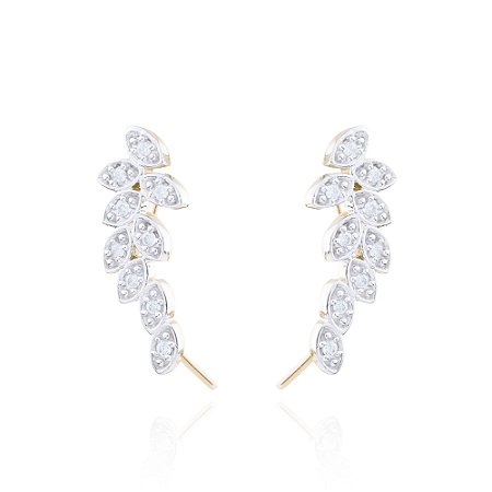 Earcuff folinhas ouro branco