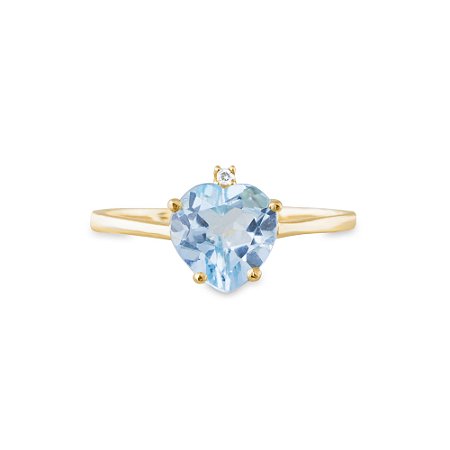 Coração topazio azul swiss com 1 diamante