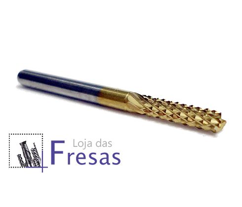 Fresa topo raiada - 3,175mm (1/8") - Metal duro c/TiN