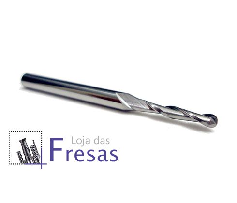 Fresa ball nose de 2 cortes helicoidais - 2mm - Metal duro