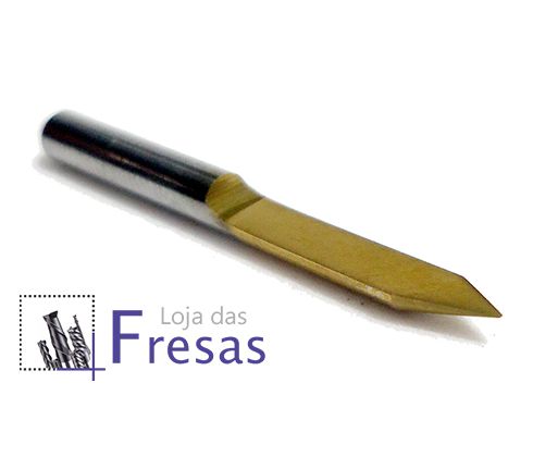 Fresa v-carving 1 corte reto (Flat) 3,175mm (1/8") - Metal duro c/TiN