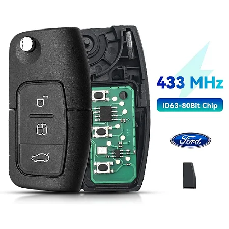 Chave Canivete Ford Focus /New Fiesta/Ecoesport 3 Botões Completa