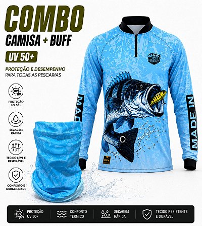 Kit Camisa + Buff/Bandana UV (Tucunaré Azulão)