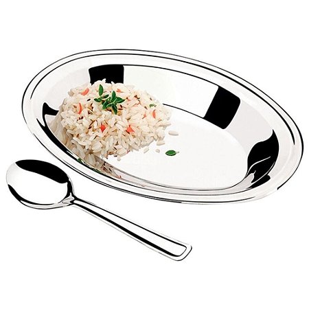 Conjunto Para Servir Arroz 2 Peças Em Aço Inox - Fratelli