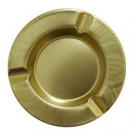 Cinzeiro redondo de metal dourado para cigarro