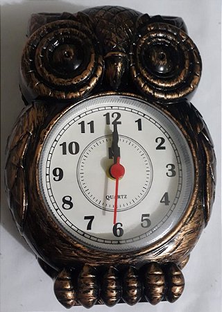 Relógio de Mesa Despertador Coruja Cor Bronze