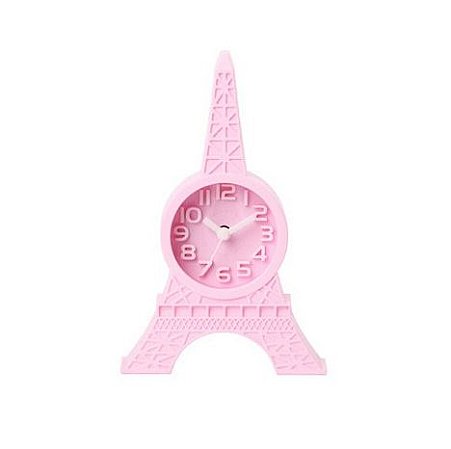 Relogio De Mesa Despertador Torre Eiffel Rosa