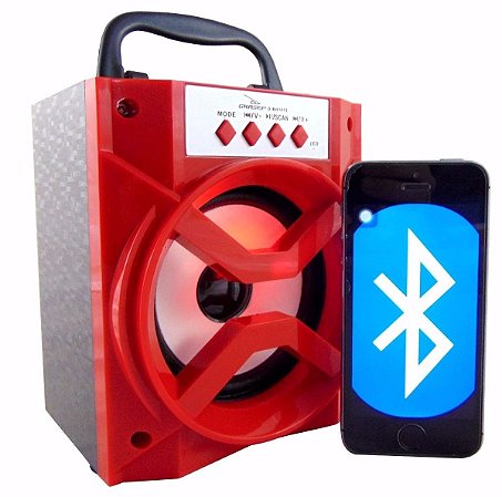 Caixa De Som Bluetooth Portátil Rádio Fm Micro Sd - Vermelho