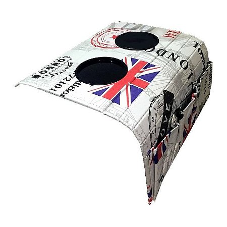 BANDEJA ESTEIRA BRAÇO DE SOFÁ C/ PORTA COPOS E CONTROLE - Estampa De Londres -Inglaterra