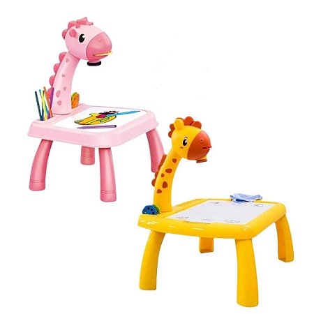 Brinquedo Girafa Projetora de Figuras Mesa De Desenho Infantil Com Canetinhas