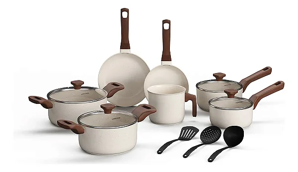 Jogo De Panelas Com 10 Peças Mimo Style Pratic Cook Mármol Cor Branco