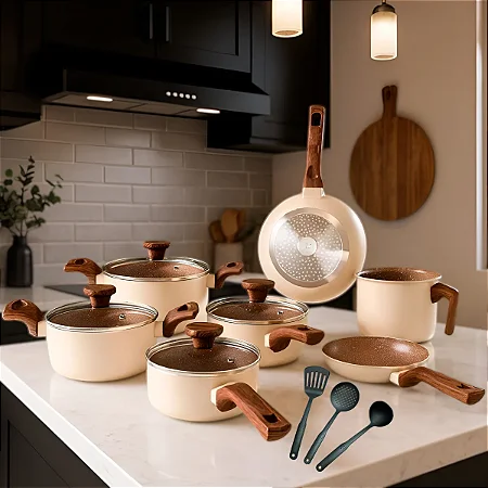 Jogo De Panelas Cerâmico Antiaderente Indução 10 Peças