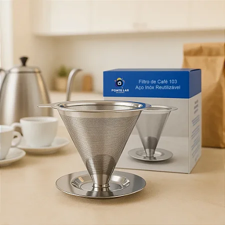 Filtro De Café Reutilizável Em Aço Inox Modelo 103 Peneira Permanente Sustentável Coar Café Tradicional Sem Papel Econômico E Durável Ponte Lar Utilidades