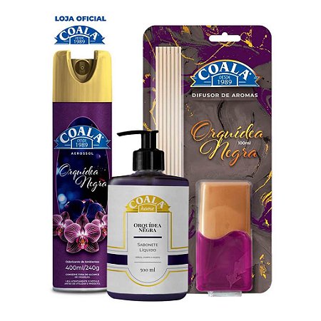 Kit Coala Aerossol + Sabonete + Difusor de Aromas - Orquídea Negra