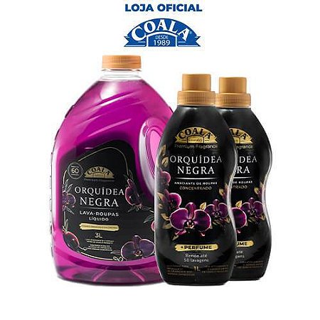 Kit Coala Laundry 1 Lava Roupas 3L + 2 Amaciante - Orquídea Negra