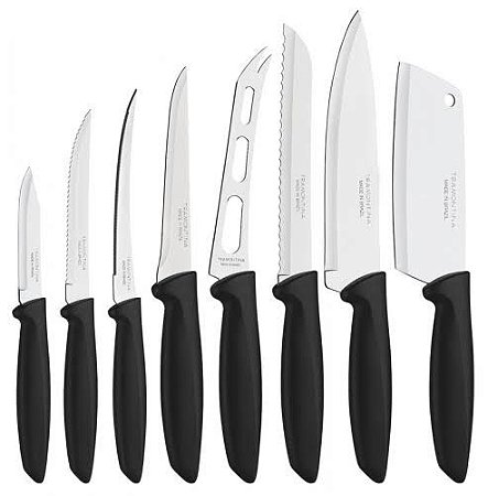 Jogo de Facas Tramontina Aço Inox 8 Peças Preto PLENUS