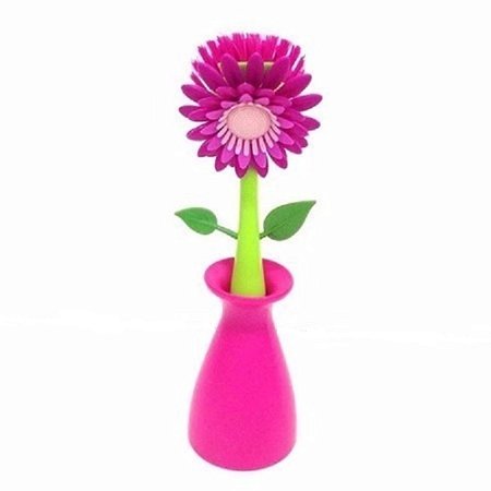 Escova para Pia Flor com Vaso - Rosa