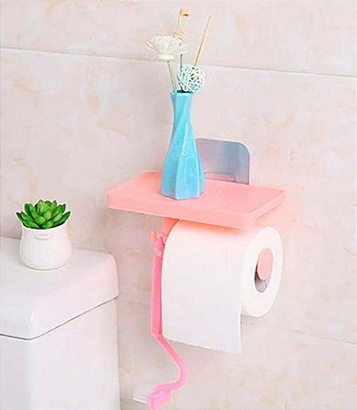 Suporte de Papel Higiênico com Prateleira e Gancho