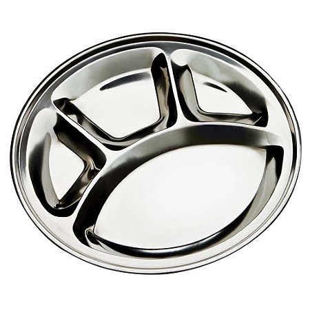 Petisqueira Redonda Aço Inox Com 4 Divisórias 30 cm