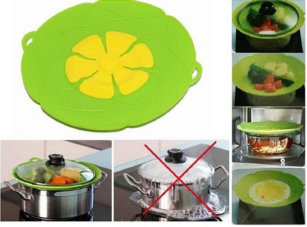 Tampa Silicone Panela Universal Anti Derramamento /Respingos E Para Cozimento - Verde