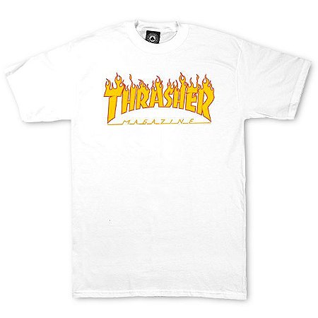 CAMISETA THRASHER FLAME LOGO BRANCA - Bamboo Shop Original Style