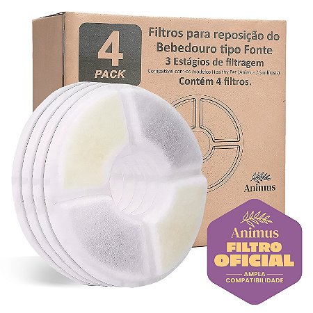 Filtro Para Bebedouro Cão e Gato Kit Com 4 unidades - Animus Bem Estar